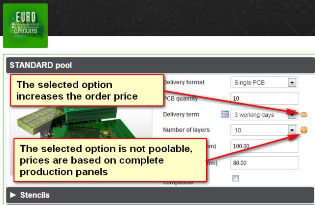 Smart menu indicating price influence of options